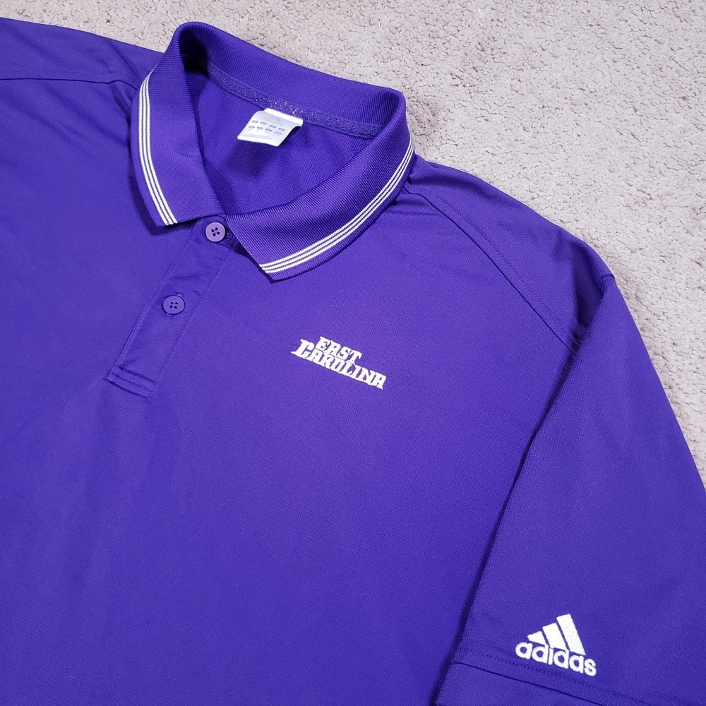VTG East Carolina Pirates Polo Shirt Men XL Purple Performance Adidas Y2K